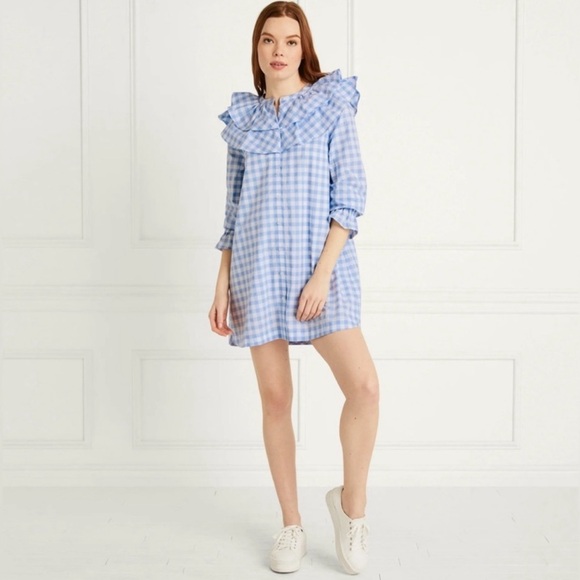 Hill House Dresses & Skirts - Hill House The Colette Dress In Blue Jacquard Check Size XL NWT